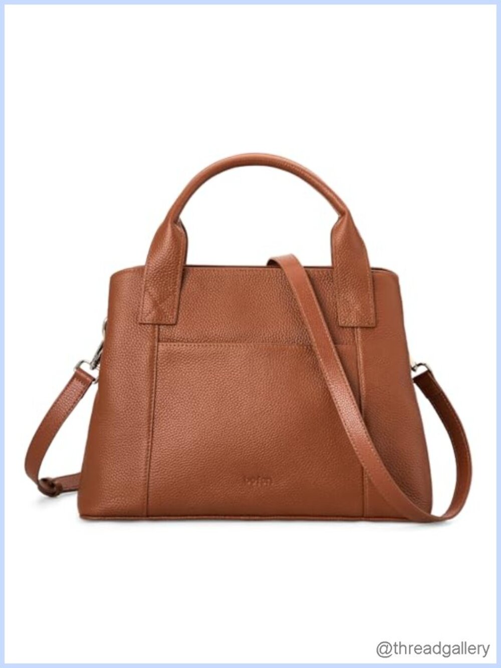 Genuine Leather Satchel Crossbody Shoulder Bag with Zipper